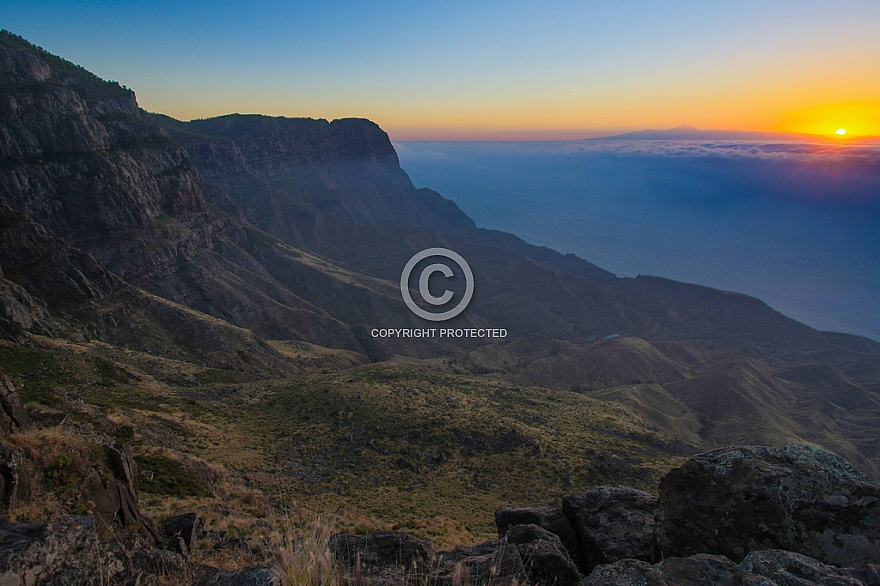 Faneuqe, Guayedra and the Teide at sunset