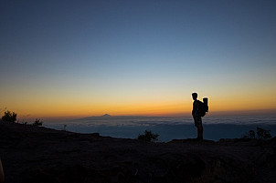 Looking over the sea of clouds towards Tenerife at dusk