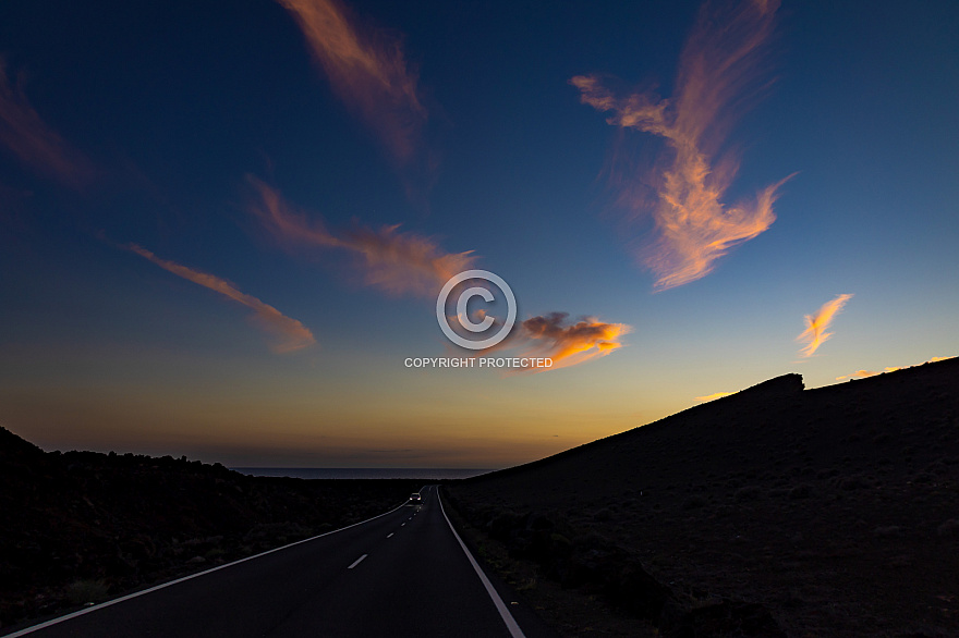Sunset on the road - Lanzarote