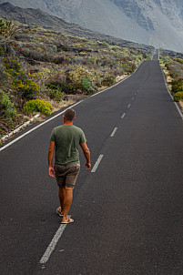 Man on typical El Hierro road