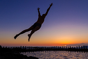 Jumping in the Salinas / sea