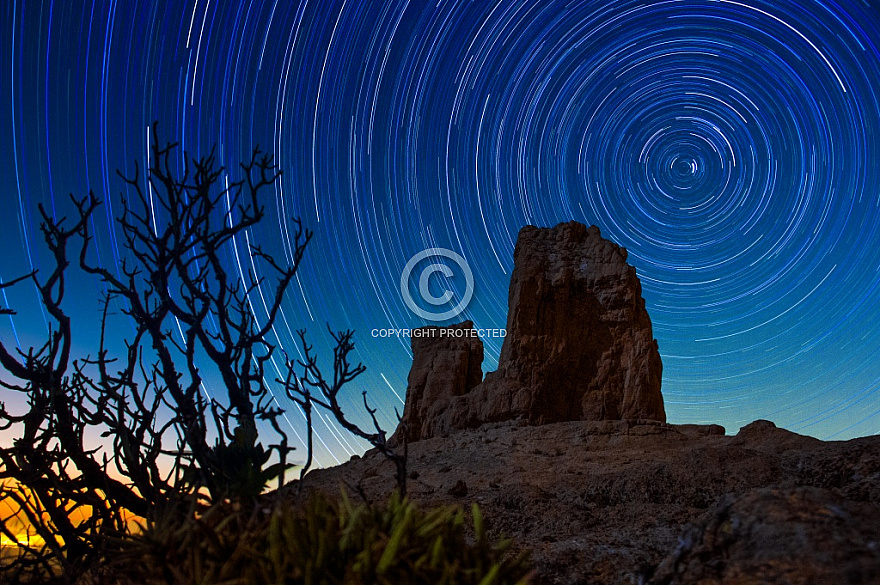 Star trails at the Roque Nublo